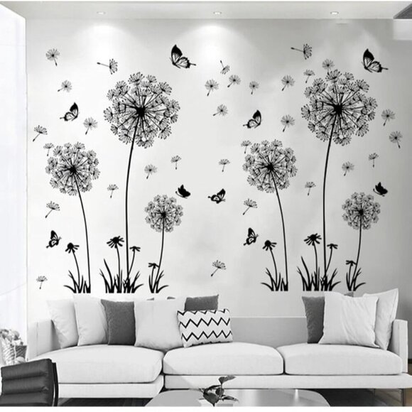 Dandelion and Butterfly wall decals - 2 rolls - black and white - Picture 6 of 6